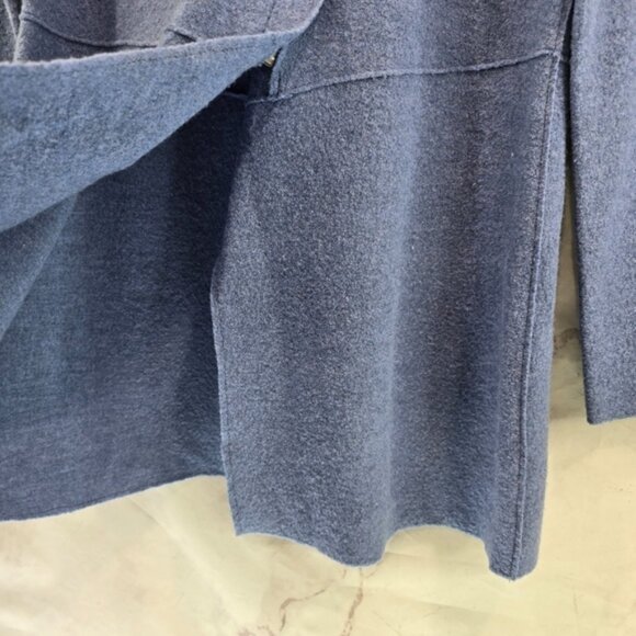 Eileen Fisher Jacket Womens Medium Petite Blue Wool Boiled Felted Zip Coat Mock - Picture 6 of 14